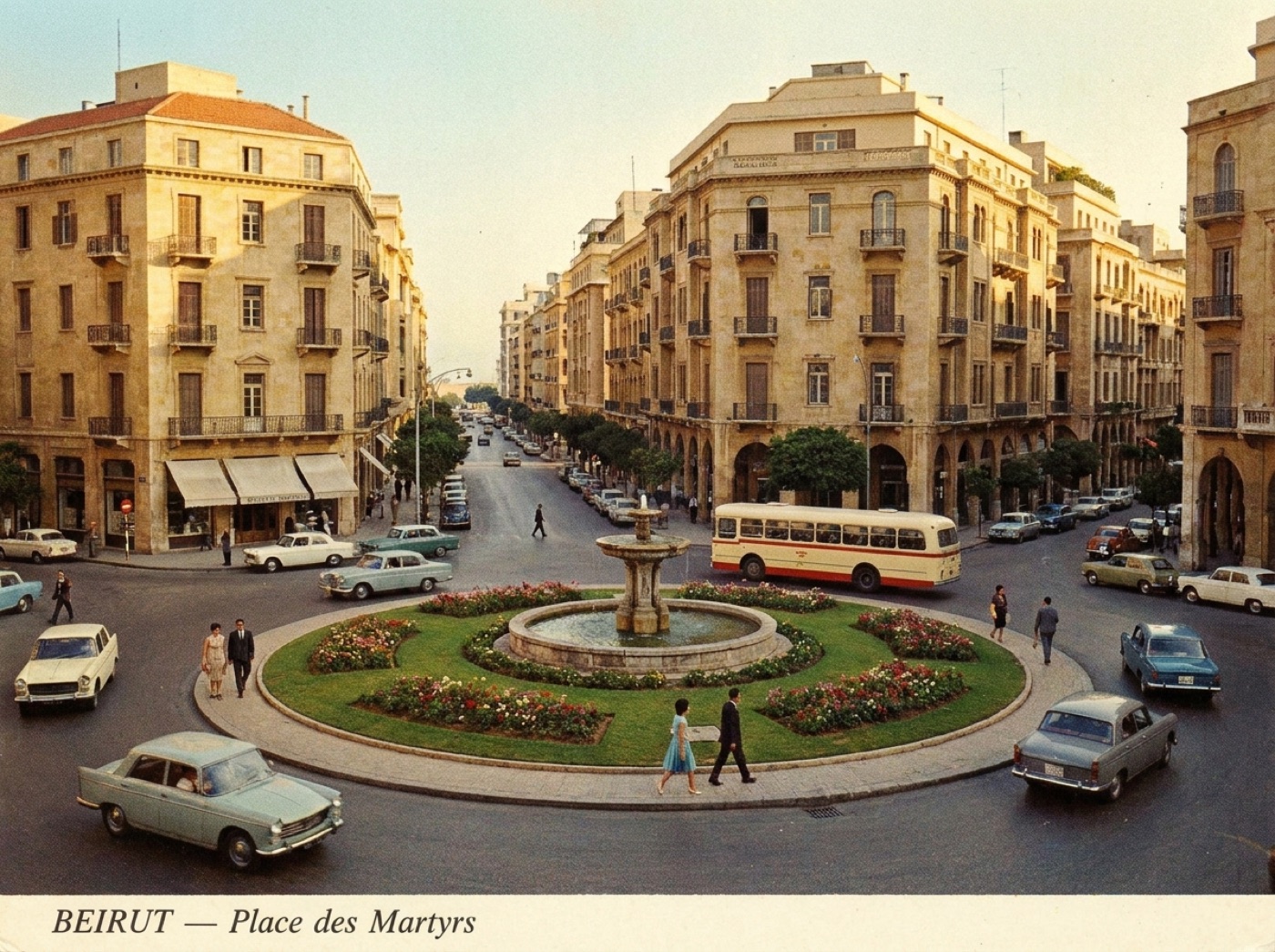 Vintage postcard of downtown Beirut